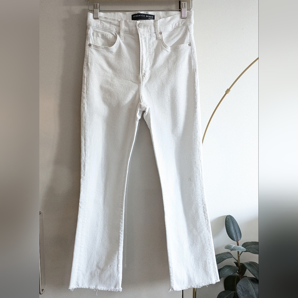 Veronica Beard Carly Kick Flare High Rise Jean White - Picture 3 of 9